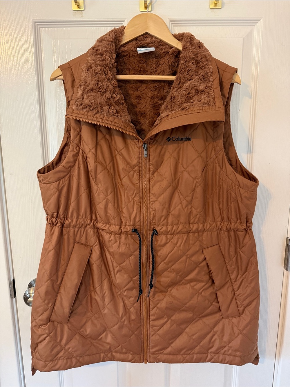 Columbia Quilted Faux-Fur Lined Vest in Brown